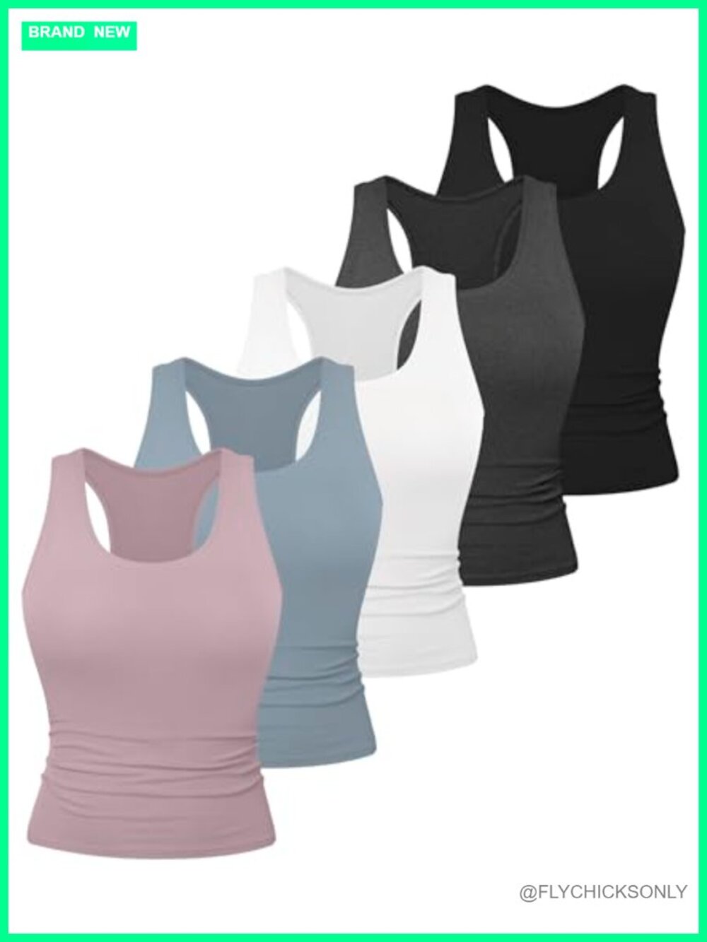 5 Pack Workout Racerback Tank Tops Slim Fit No Built-in Bra